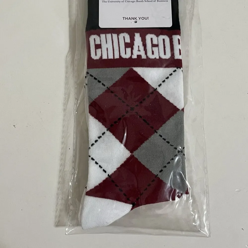 The University of Chicago Booth School of Business Argyle Dress Socks NWT